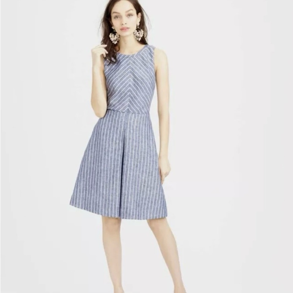 Sleeveless Blue Stripe A-Line Dress